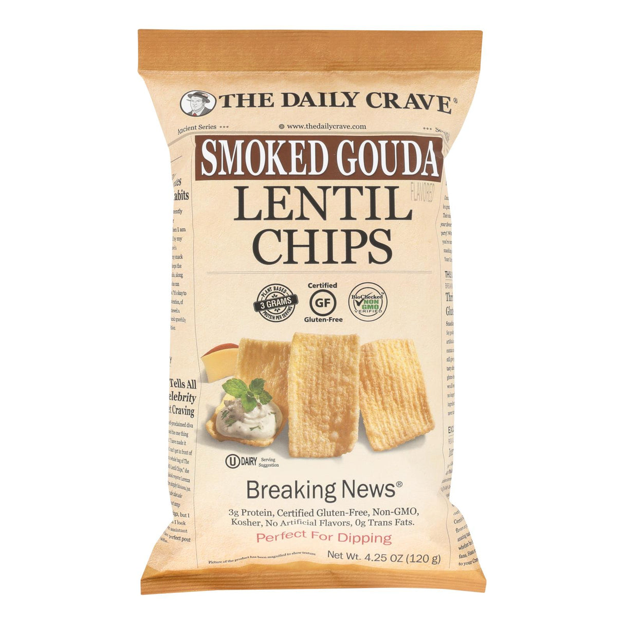 The Daily Crave Lentil Chip Smoked Gouda (Pack of 8 - 4.25 Oz.) - Cozy Farm 