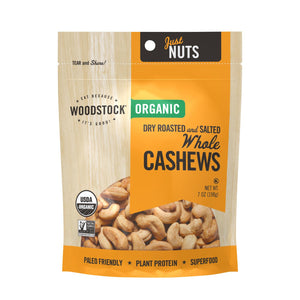 Woodstock Organic Whole Cashews: 7 Oz. Dry Roasted & Salted - Cozy Farm 