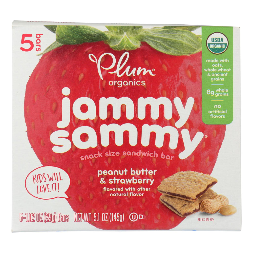 Plum Kids Jammy Sammy Snacks - Strawberry Jam And Peanut Butter - Case Of 6 - 1.03 Oz. - Cozy Farm 