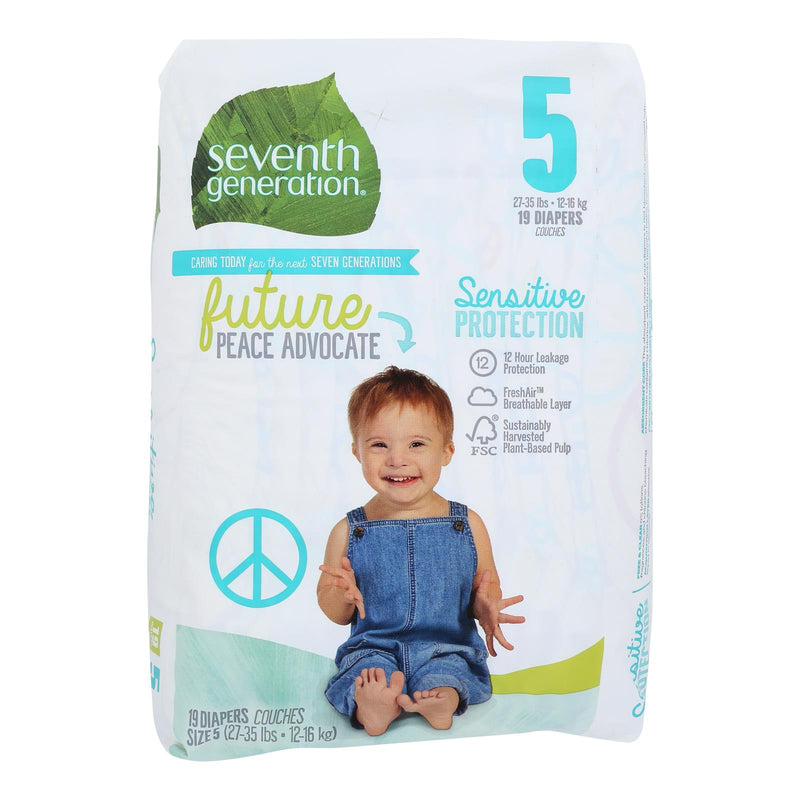 Seventh Generation Baby Diapers, Stage 5 (27-35 lbs), Pack of 4 (19 Ct.) - Cozy Farm 