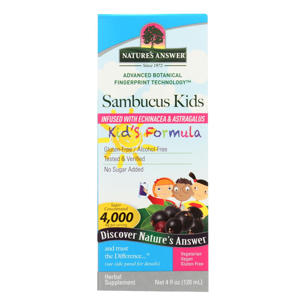 Nature's Answer Kids Formula Sambucus Nigra Black Elderberry Extract (4 Fl Oz) - Cozy Farm 