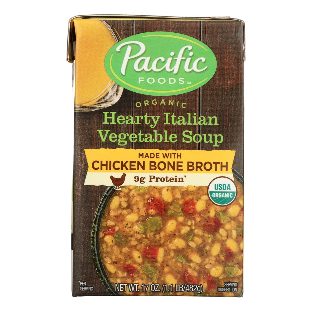 Pacific Natural Foods Organic Hearty Italian Vegetable Soup Made With Chicken Bone Broth (Pack of 12 - 17 Oz.) - Cozy Farm 