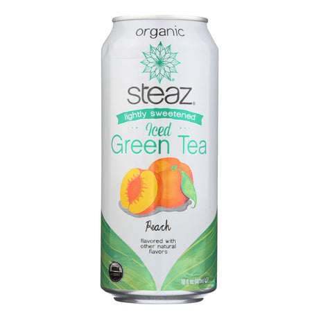 Steaz Lightly Sweetened Green Tea with Peach Flavor - 16 Fl Oz - Case of 12 - Cozy Farm 