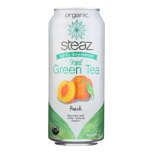 Steaz Lightly Sweetened Green Tea - Peach - 16 Fl Oz. - Case of 12 - Cozy Farm 