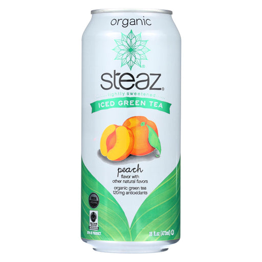 Steaz Lightly Sweetened Green Tea - Peach - 16 Fl Oz. - Case of 12 - Cozy Farm 