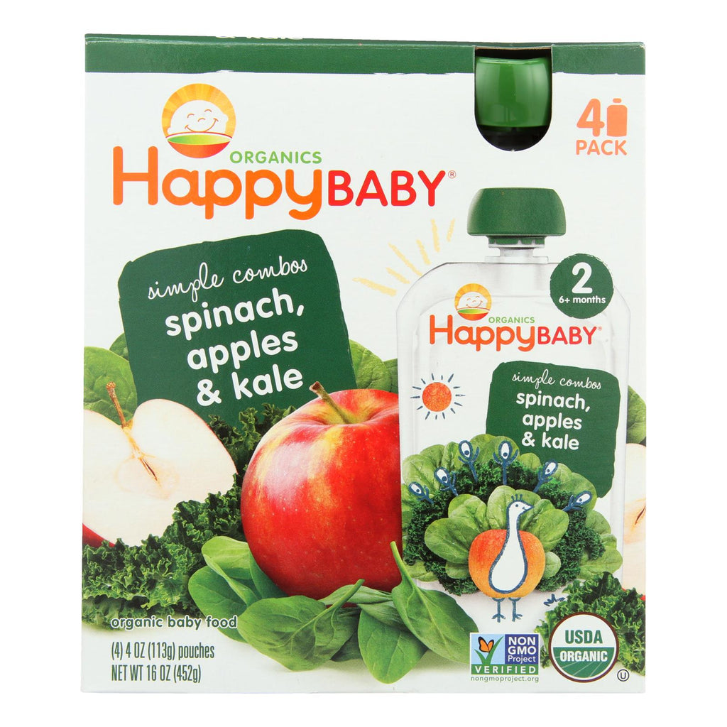 Happy Baby Stage 2 Apple Spin Kale (Pack of 4-4/3.5 Oz.) - Cozy Farm 
