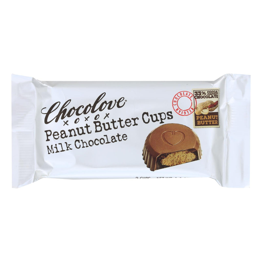 Chocolove Xoxox - Cup - Peanut Butter - Milk Chocolate - Case Of 12 - 1.2 Oz - Cozy Farm 