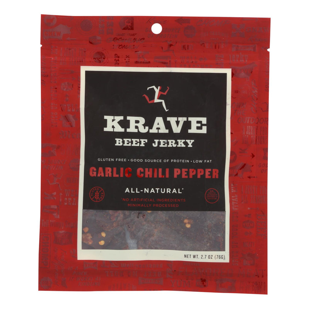 Krave Beef Jerky - Garlic Chili Pepper (Pack of 8, 2.7 Oz.) - Cozy Farm 
