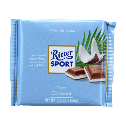 Ritter Sport Chocolate Bar - Milk Chocolate - Coconut - 3.5 Oz Bars - Case Of 12 - Cozy Farm 