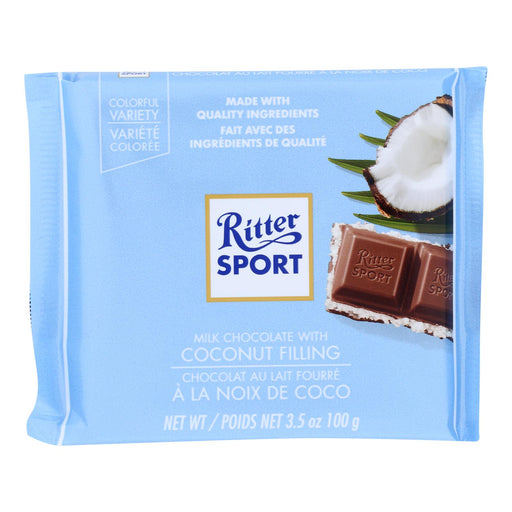 Ritter Sport Chocolate Bar - Milk Chocolate - Coconut - 3.5 Oz Bars - Case Of 12 - Cozy Farm 