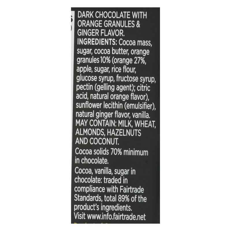Divine - Bar Dark Chocolate 70% Gng/orng - Case Of 12 - 3 Oz - Cozy Farm 