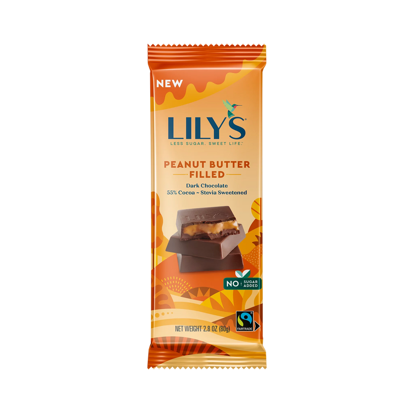 Lily's Dark Chocolate 55% Cacao with Peanut Butter 2.8oz Bar (Pack of 12) - Cozy Farm 