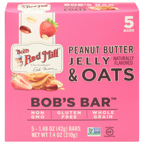 Bob's Red Mill - Peanut Butter Jelly Oat Bar, 7.4 oz (Pack of 6) - Gluten-Free Snack