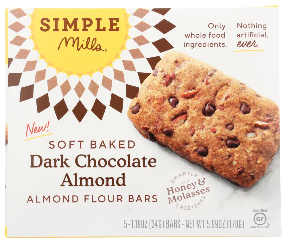 Simple Mills - Bar Soft Baked Peanut Butter Chocolate Chip - Case of 6 - 5.99 Oz - Cozy Farm 