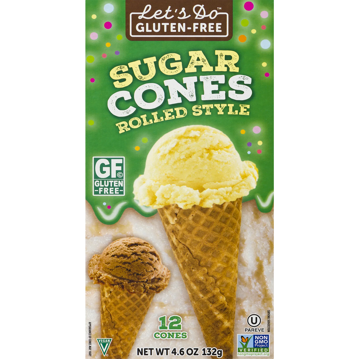 Let's Do Gluten Free Sugar Ice Cream Cones, Case of 12, 4.6 Oz Each