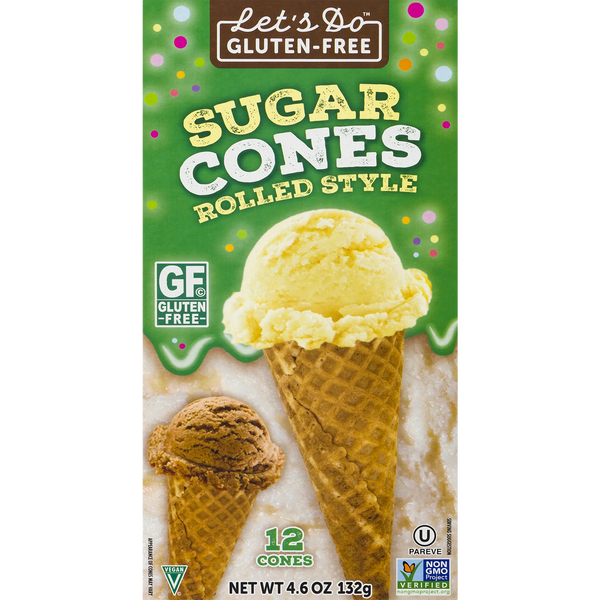 Let's Do Gluten Free Sugar Ice Cream Cones, Case of 12, 4.6 Oz Each