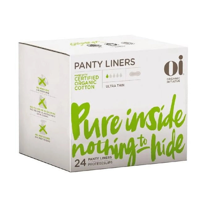 Oi Organic Panty Liners, Ultra Thin Wrapped, 24 Count - Daily Feminine Protection