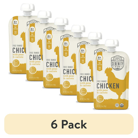 Serenity Kids Chicken Carrot Puree Pouches, 3.5 oz, Pack of 6