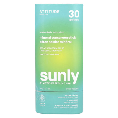 Attitude - Unscented Sunscreen Stick, 2.1 oz - Broad Spectrum Protection