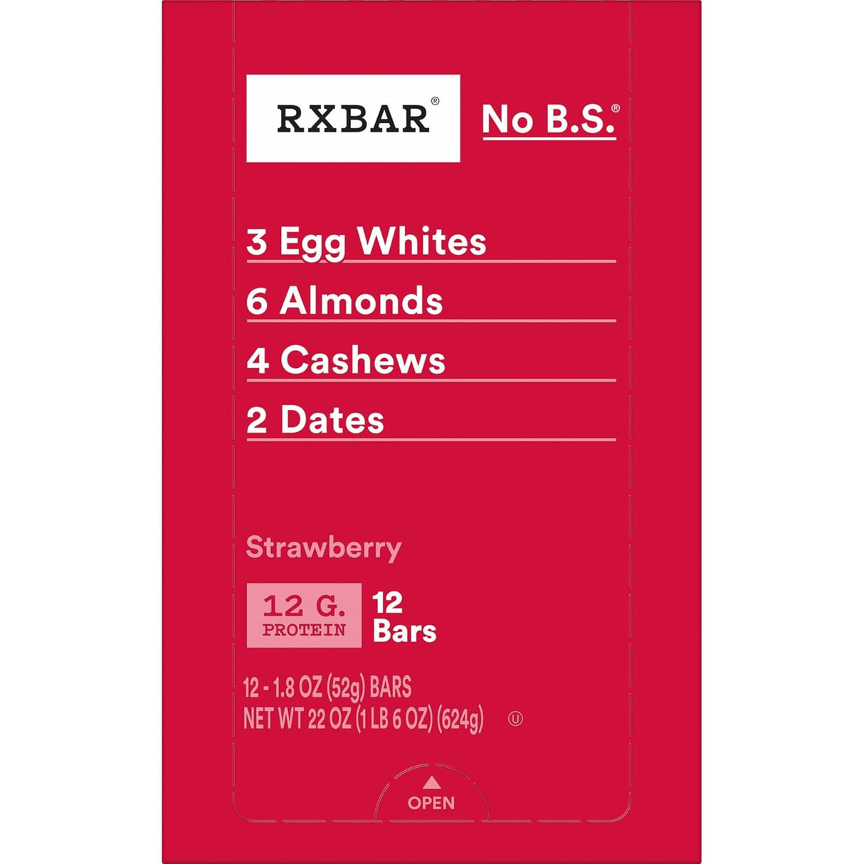 RXBAR Protein Bar - Strawberry - 1.83 Oz Bars, 12 Count - Real Food Protein