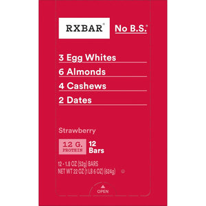 RXBAR Protein Bar - Strawberry - 1.83 Oz Bars, 12 Count - Real Food Protein