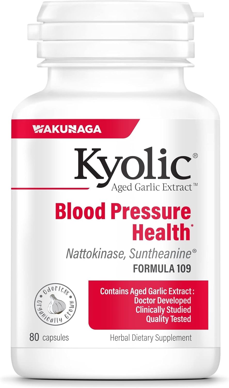 Kyolic Aged Garlic Extract, Blood Pressure Health Formula 109, 80 Capsules