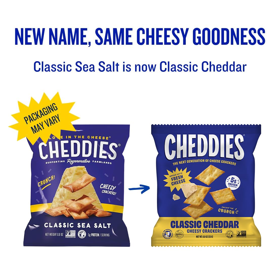 Cheddies Organic Cheddar Crackers, Classic Sea Salt, 4.2 oz, Case of 6