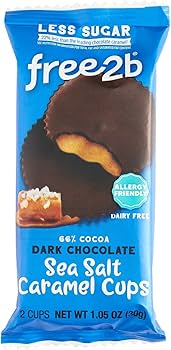 Free 2 B - Dark Chocolate Sea Salt Car Cups, 1.1 oz (Pack of 12) - Dairy Free Treat