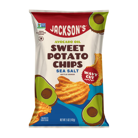 Jacksons - Sweet Wavy Sea Salt Potato Chips, 5 oz (Pack of 12) - Gluten-Free Snack