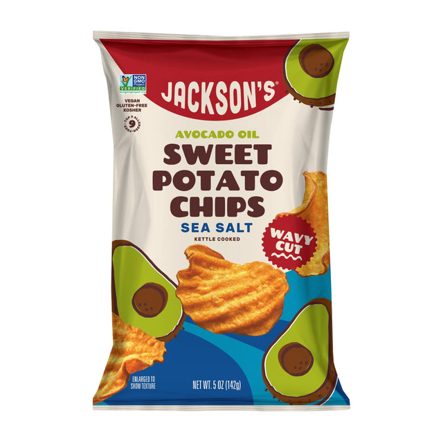 Jacksons - Sweet Wavy Sea Salt Potato Chips, 5 oz (Pack of 12) - Gluten-Free Snack