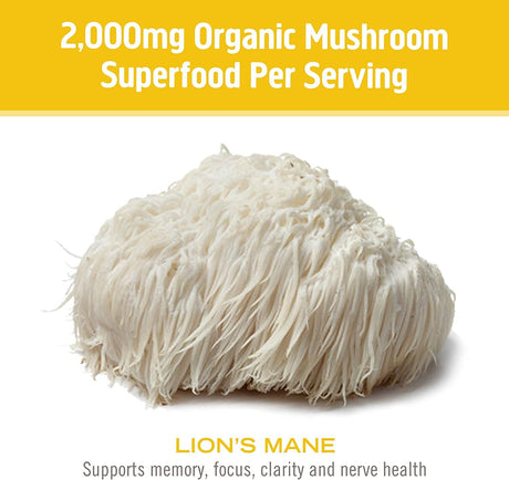 Om Mushroom Superfood Lion's Mane Mushroom Capsules Superfood Supplement, 90 Count - Cozy Farm 