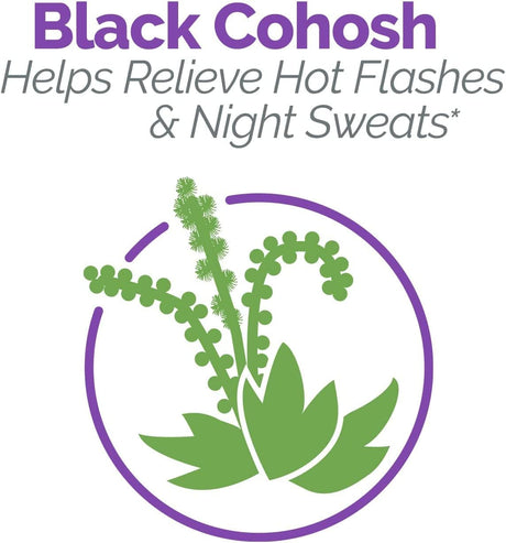 Black cohosh plant illustration with text on a white background