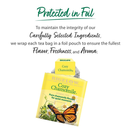 Bigelow Cozy Chamomile Herbal Tea, 20 Tea Bags, Pack of 6