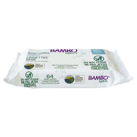Bambo Nature Organic Baby Wipes: 99% Water (Pack of 12, 64 ct. Each) - Cozy Farm 