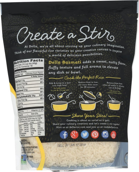Della Basmati White Rice, Premium Aromatic, Case of 6, 28 Oz Bags