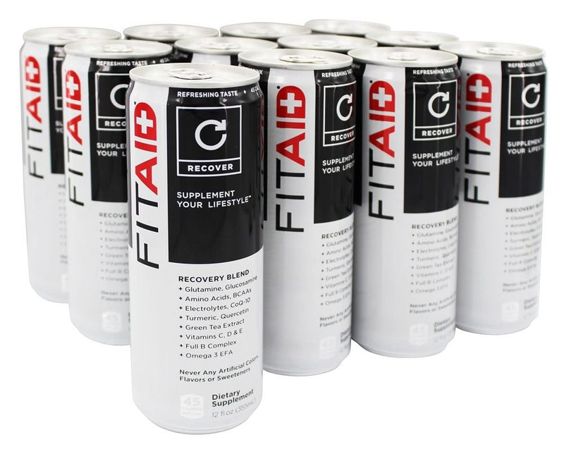 FITAID Recovery Blend - BCAAs, L-Glutamine, Omega-3s - 12 oz Cans (Pack of 12) - Cozy Farm 