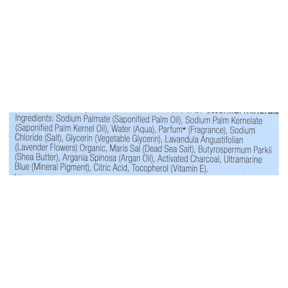 List of ingredients on a product label with a white background