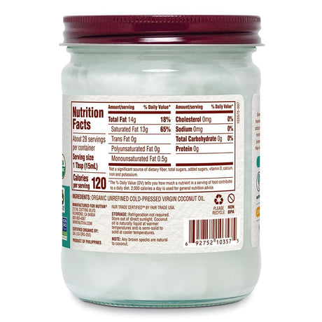 Nutiva Organic Virgin Coconut Oil 14 oz Pack of 6