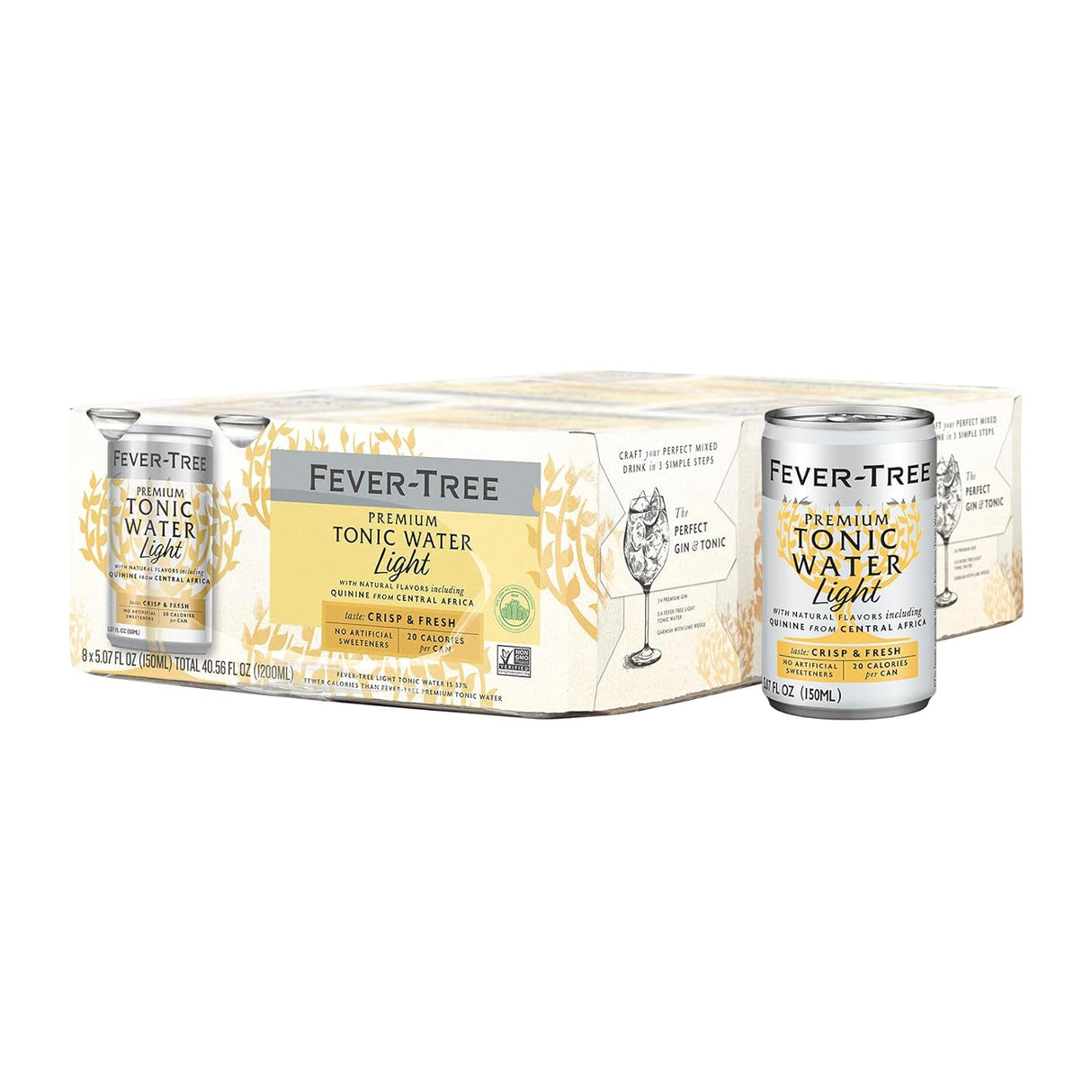 Fever-tree Tónico refrescante y ligero, paquete de 3, latas de 8.5 fl oz