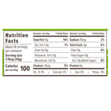 Nutrition facts label for a product with detailed information on fat, sodium, carbohydrates, and other nutrients per serving.