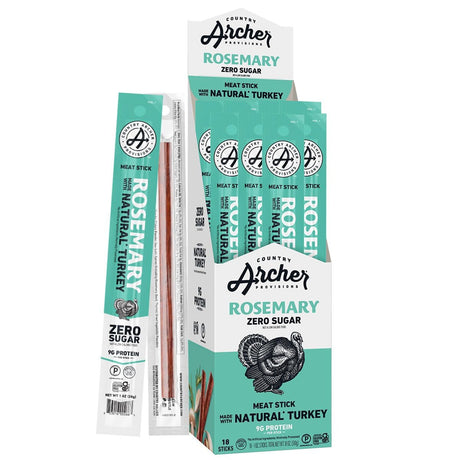 Country Archer Rosemary Turkey Stick - Gluten-Free Snack, 1 oz, 18-Pack