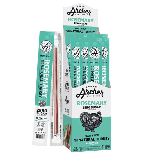 Country Archer Rosemary Turkey Stick - Gluten-Free Snack, 1 oz, 18-Pack
