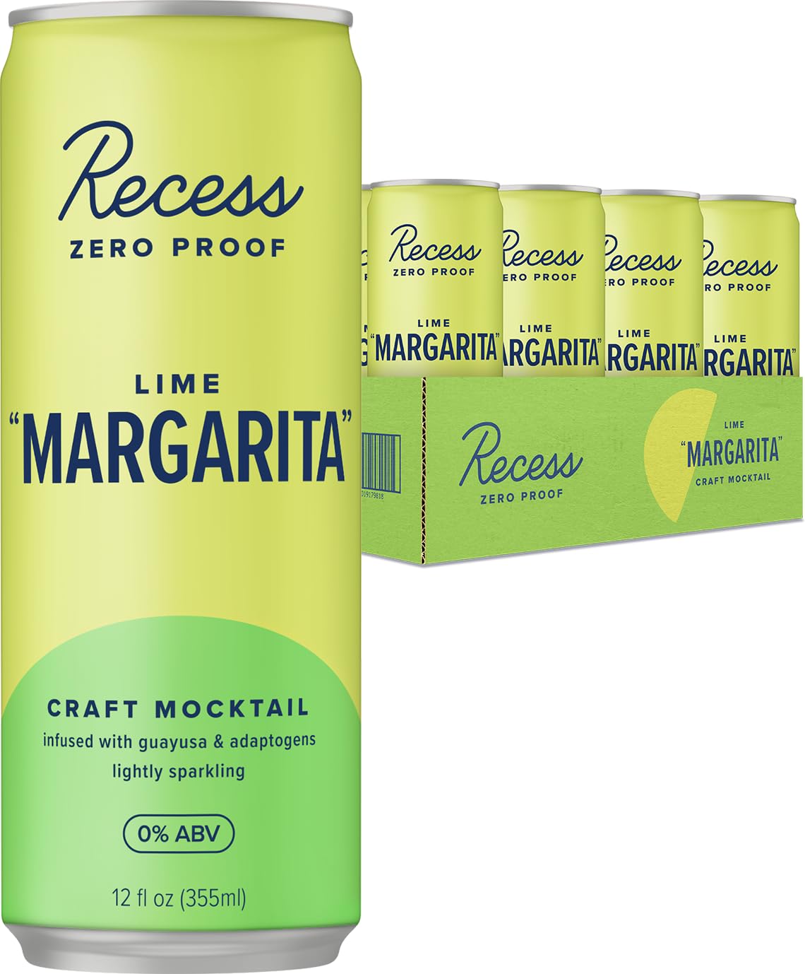 Recess Mocktail Lime Margarita Flavor, 6-Pack (4x12 oz) – Non-Alcoholic Cocktail