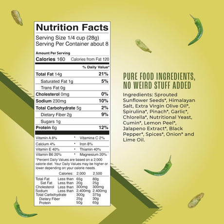 Living Intentions Organic Sprouted Sunflower and Greens Seed Mix, Jalapeño Mojo, Pack of 6, 8 Oz.