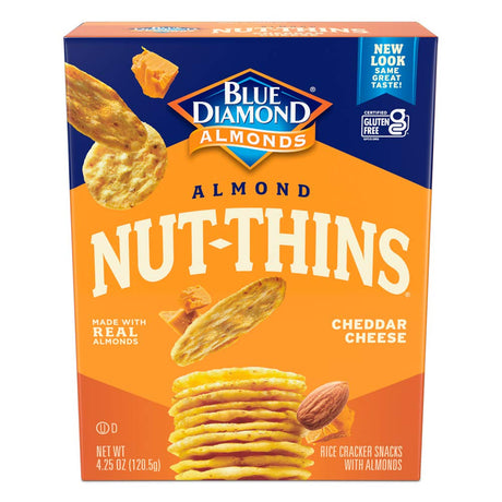Blue Diamond Nut-Thins Cheddar Cheese Crackers, 7.7 oz (Pack of 6) - Gluten-Free Snacks