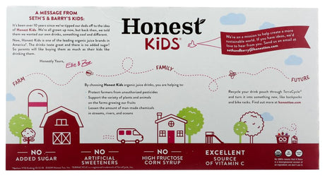 Honest Kids Organic Juice Drink, Cherry Go Round, Case of 4 Boxes, 32 Pouches, 6.75 Fl Oz Each
