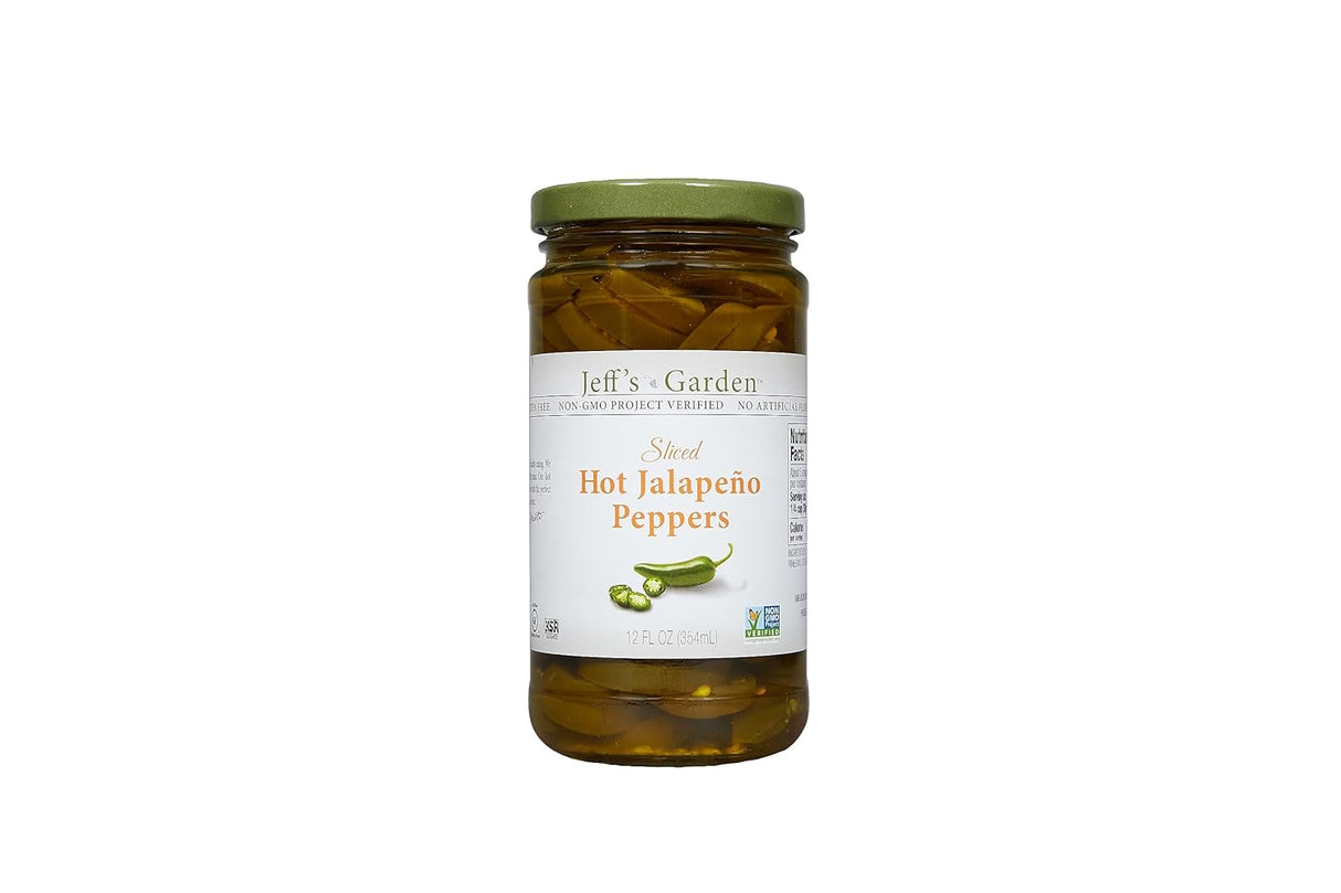 Jeff's Garden Hot Sliced Jalapeno Peppers, 12 oz, Pack of 6