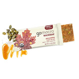 gomacro pure promise maple sea salt bar with packaging and ingredients on a white background