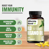 California Natural Wild Oregano Oil, 400mg, 70% Carvacrol, Immune Support, 90 Capsules