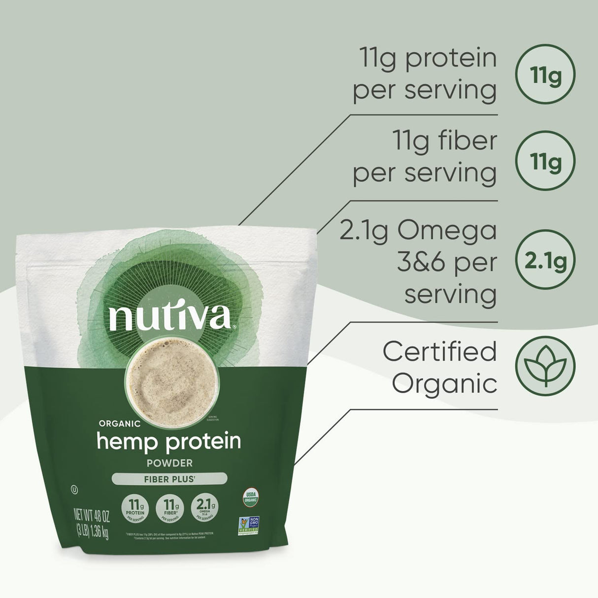 Nutiva Organic Hemp Protein Hi-Fiber, 3 Lbs - Cozy Farm 